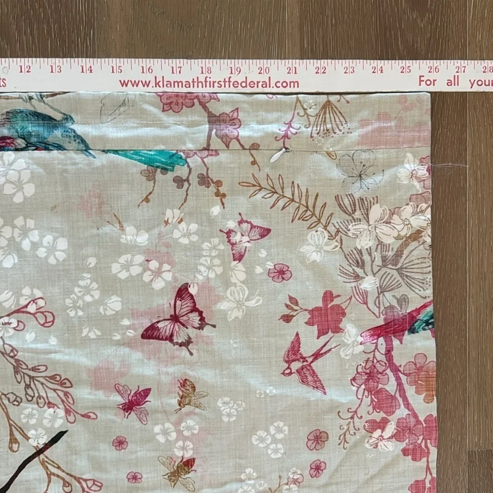 Spoonflower linen blend pillow cover Birds Bees 26’X16’ Botanical French country